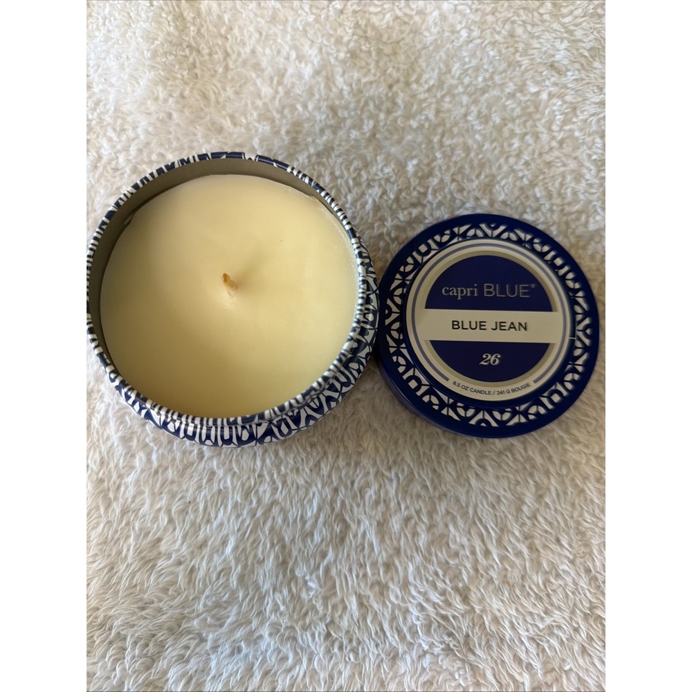Capri Blue Jean Printed Travel Candle 8.50oz Brand New Scented 26